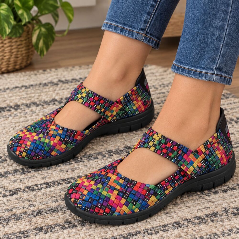 Bernie Mev Women’s Cuddly Multicolor Woven Elastic Mary Jane Slip On Shoes 9